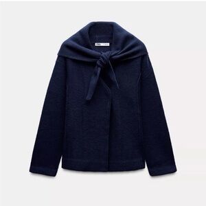Zara 100% Wool Scarf Collar Jacket